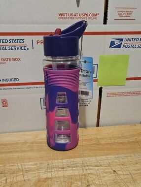 Tristan Pink & Purple Sport Water Bottle with Flip Straw